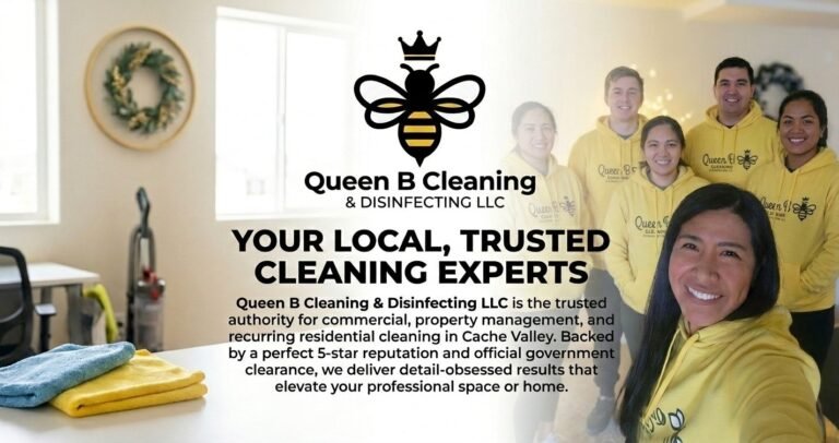 Queen B Cleaning and Disinfecting owner at work in a Logan, Utah home