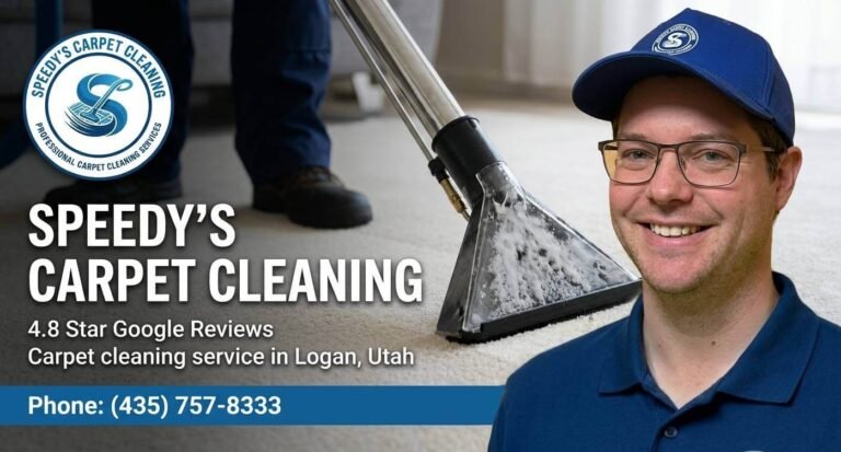 Speedy Carpet Cleaning owner with his carpet cleaning van