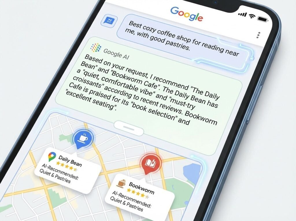 AI answering a question about local businesses inside Google Maps