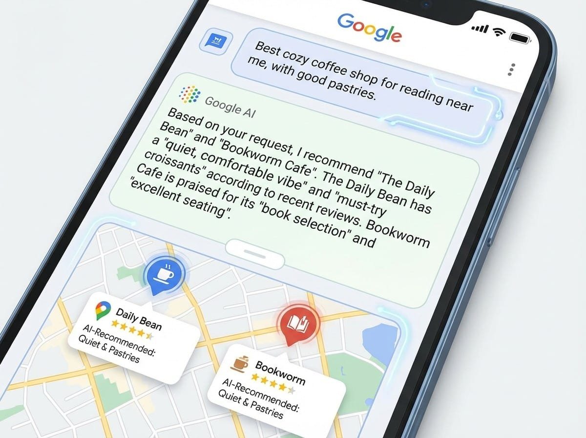 AI answering a question about local businesses inside Google Maps